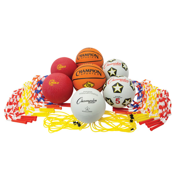 Physical Education Kit with 7 Balls & 14 Jump Ropes, Assorted Colors