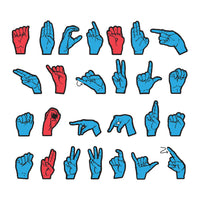 Magnetic Sign Language Letters, Red & Blue Colors, Assorted Sizes, 26 Pieces Per Pack, 2 Packs