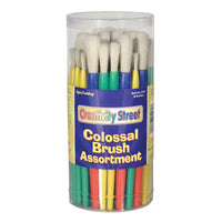 Plastic Handle Brush Classroom Packs, Preschool Brush Assortment, 7" Long, 58 Brushes