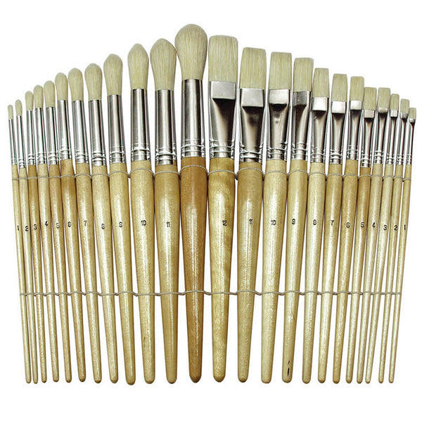 Beginner Paint Brushes, Preschool Brush Set, 6" to 8" long, 24 Brushes Per Pack, 2 Packs