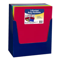 3-Pocket Poly Portfolio, Assorted, Box of 24