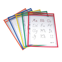 Reusable Dry Erase Pockets, Primary Colors, 9" x 12", 5 Per Pack, 2 Packs