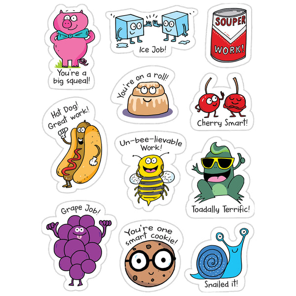 So Much Pun! Punny Reward Stickers, 55 Per Pack, 6 Packs