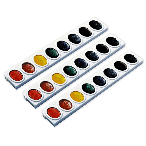 Watercolors, Oval Pan Refill Tray, 8 Colors, 3 Refills Per Pack, 3 Packs