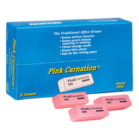 Pink Carnation Erasers, Small, 2 x 3-4 x 7-16, Pack of 36