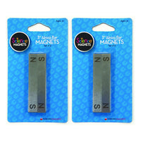 Alnico Bar Magnets, 3", N-S Stamped, 2 Per Pack, 2 Packs
