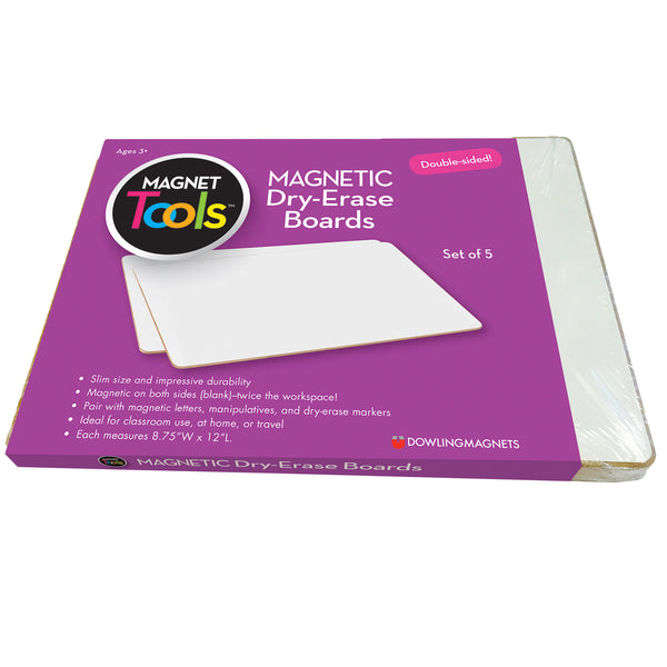 Magnetic Dry Erase Boards, Double-Sided Blank-Blank, Set of 5