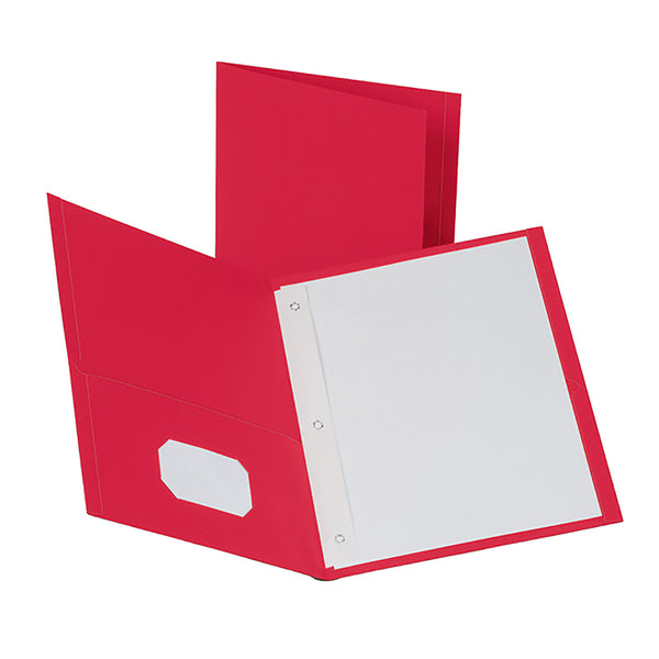 Twin Pocket Folders with Fasteners, Red, Box of 25
