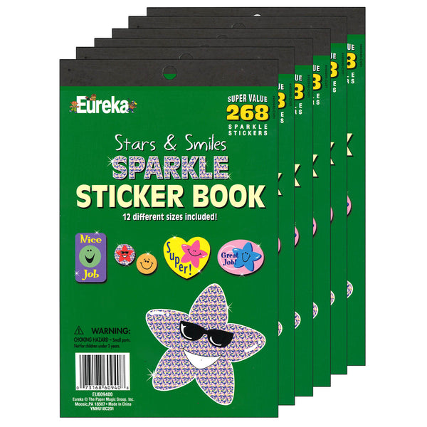 Stars & Smiles Sparkle Sticker Book, 6 Books