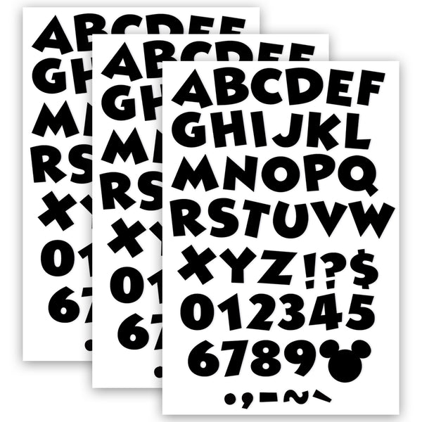 Mickey Mouse® Throwback Black Deco Letters, 216 Characters Per Pack, 3 Packs