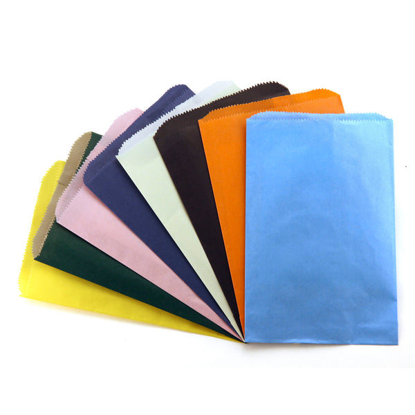 Pinch Bottom Bags, Assorted Colors, 6" x 9", 28 Per Pack, 3 Packs