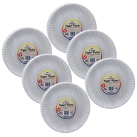 White Paper Plates, 9-Inch, 100 Per Pack, 6 Packs