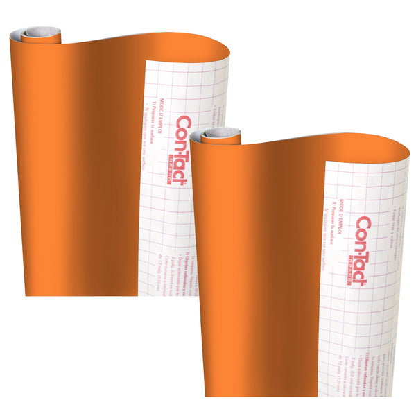 Creative Covering™ Adhesive Covering, Orange, 18" x 16 ft, Pack of 2