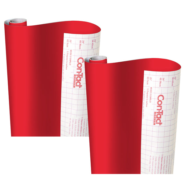 Creative Covering™ Adhesive Covering, Red, 18" x 16 ft, 2 Rolls