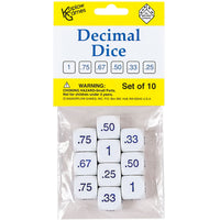 Decimal Dice Set, 10 Per Pack, 3 Packs
