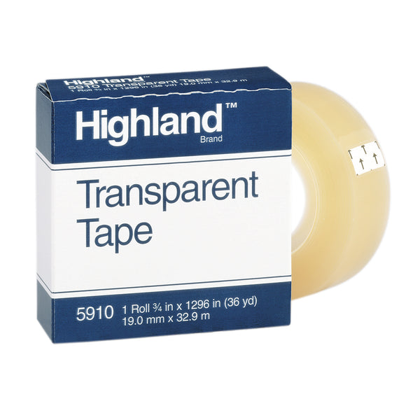 Transparent Tape, 3-4" x 1296", 1" Core, Clear, 12 Rolls