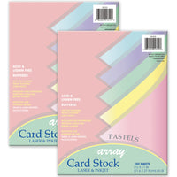 Pastel Card Stock, 5 Assorted Colors, 8-1-2" x 11", 100 Sheets Per Pack, 2 Packs