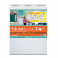 Heavy Duty Anchor Chart Paper, Non-Adhesive, White, Unruled 24" x 32", 25 Sheets