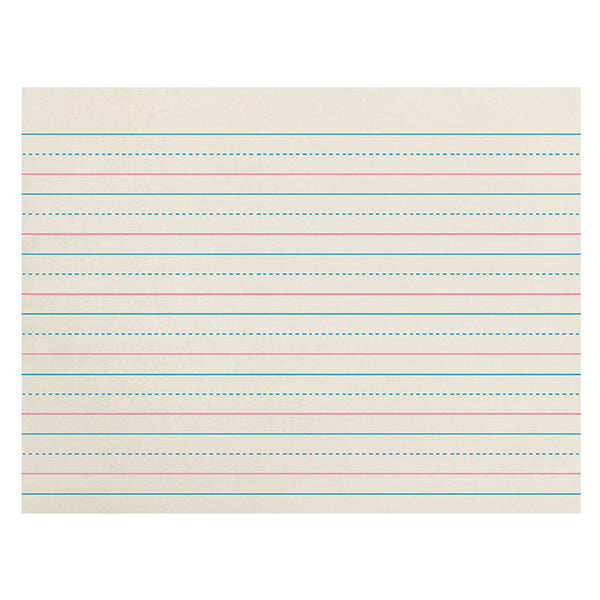 Newsprint Handwriting Paper, Dotted Midline, Grade K, 3-4" x 3-8" x 3-8" Ruled Long, 10-1-2" x 8", 500 Sheets Per Pack, 3 Packs