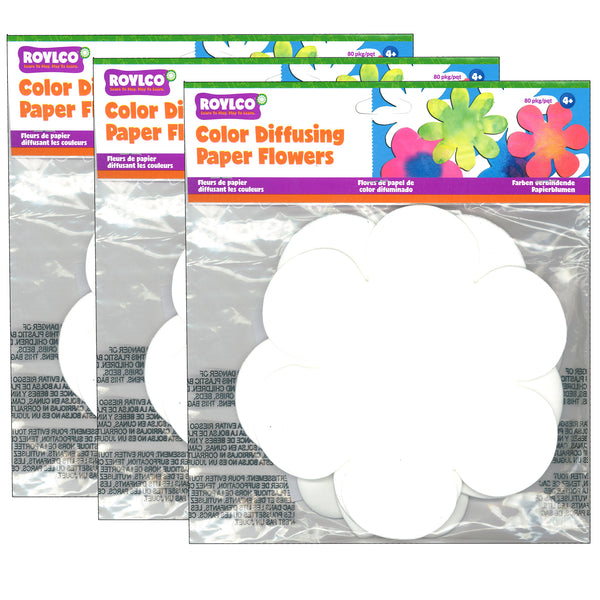 Color Diffusing Paper Flowers, 80 Per Pack, 3 Packs