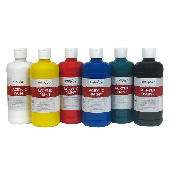 Acrylic Paint, Assorted Colors, 16 oz, Set of 6