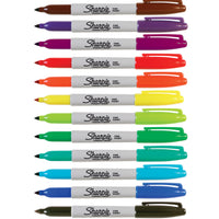 Fine Point Permanent Markers, Assorted, Set of 12