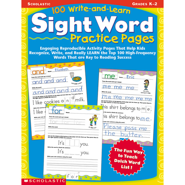 100 Write And Learn Sight Word Practice Pages, Grades K-2