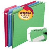 Erasable FasTab® Hanging File Folder, 1-3-Cut Built-In Tab, Letter Size, Assorted Colors, Box of 18