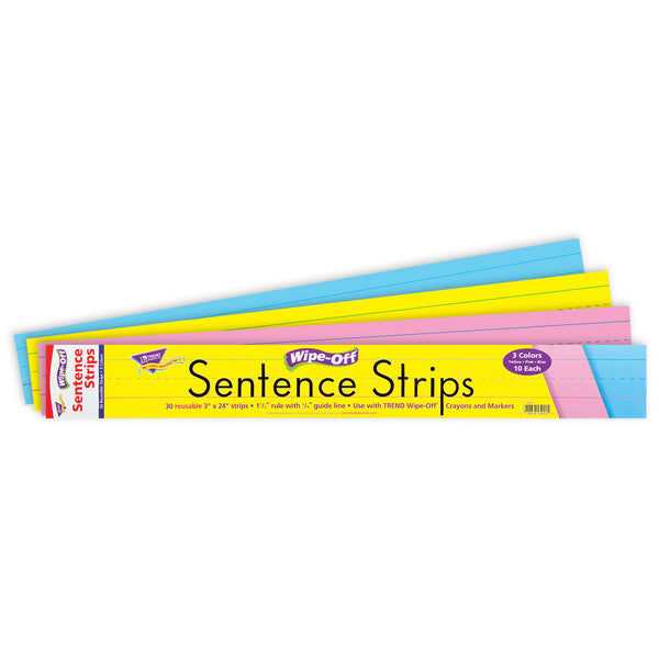Multicolor Wipe-Off® Sentence Strips, 24", 30 Per Pack, 3 Packs