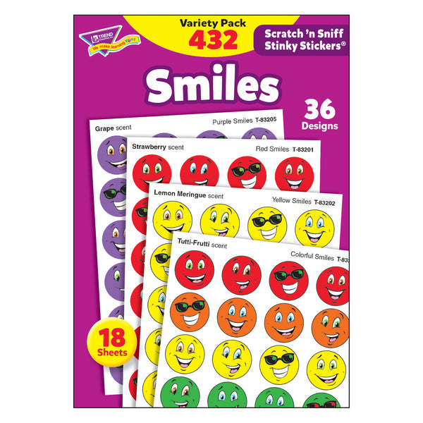 Smiles Stinky Stickers® Variety Pack, 432 Per Pack, 3 Packs