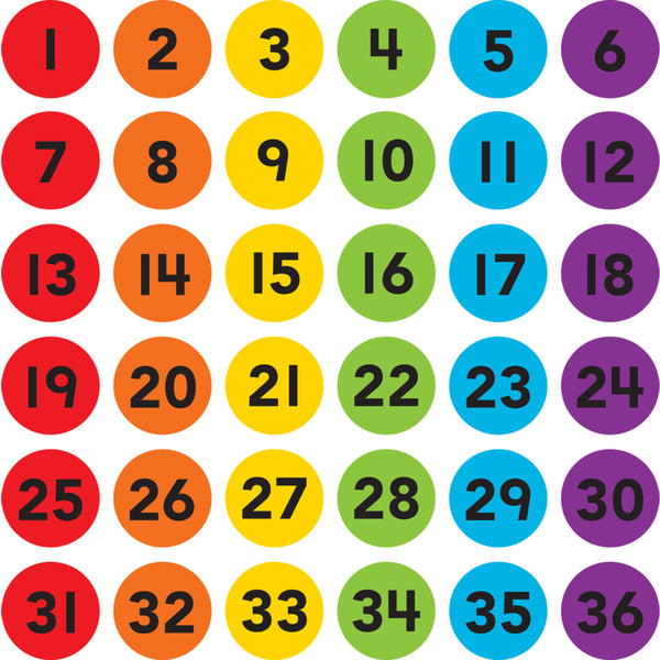 Spot On® Numbers 1–36 Carpet Markers, 4"
