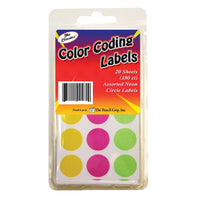 Color Coding Circle Labels, Neon, 180 Per Pack, 12 Packs